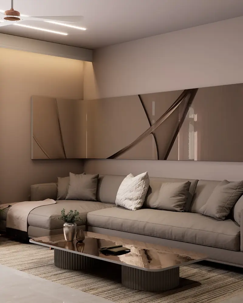 Séjour d'appartement dans des tons taupe