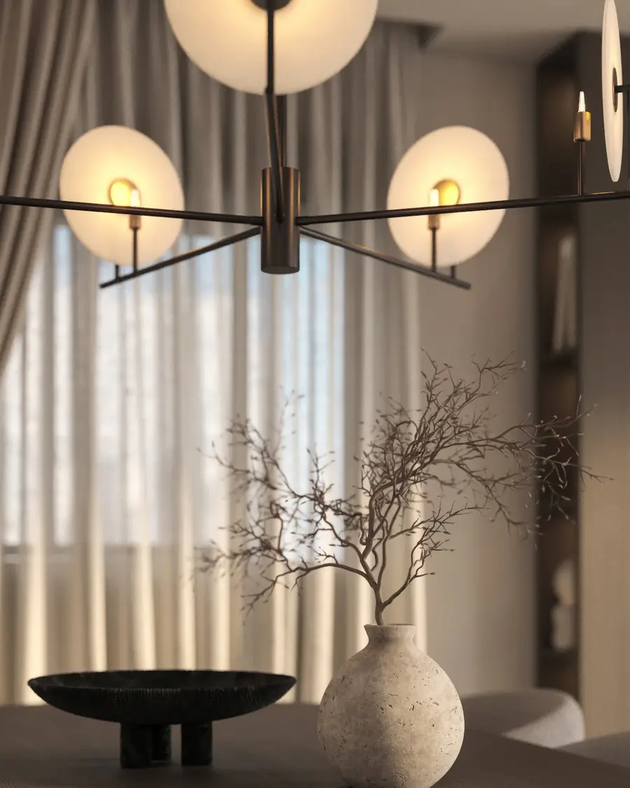 Suspension diffusant une lumière chaude