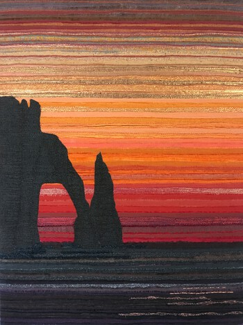 L'Aiguille Creuse et la Porte d'Aval au coucher du soleil