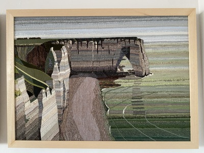 alt="vue des falaises d'Etretat - Marée haute - tableau de Sophie Corruble "