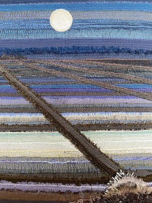 alt="tableau de Sophie Corruble, la lune éclairant le marais salant"
