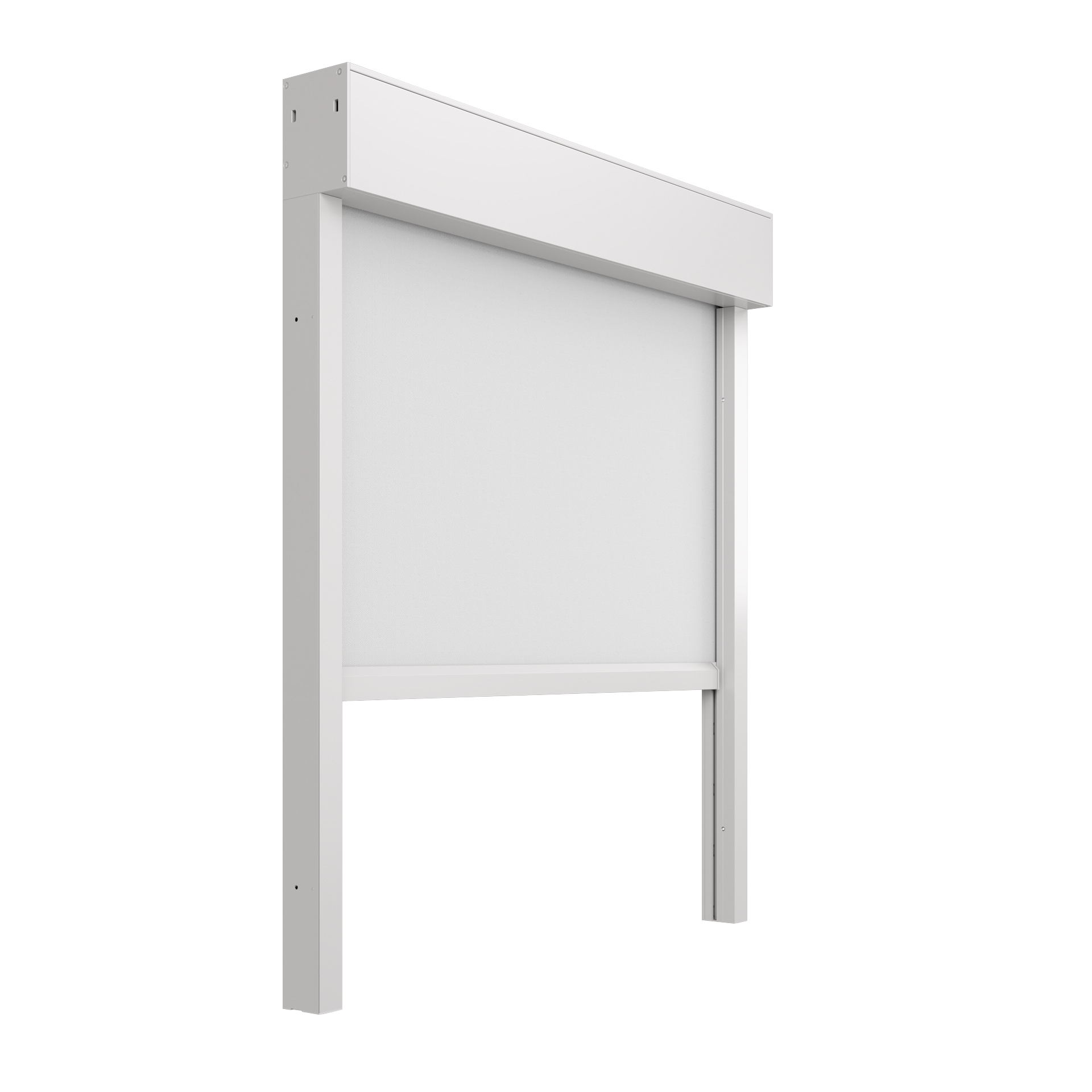 Store Unirol 110 Niche Z intégré en réservation, vue d'ensemble du coffre, des coulisses et de la barre de charge