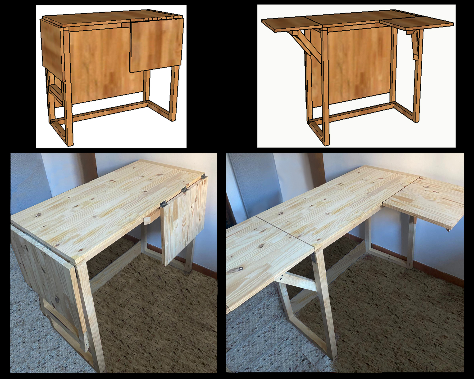 Bar de Cuisine en bois avec rallonge Pour optimiser l'espace d'un studio de 20 m2