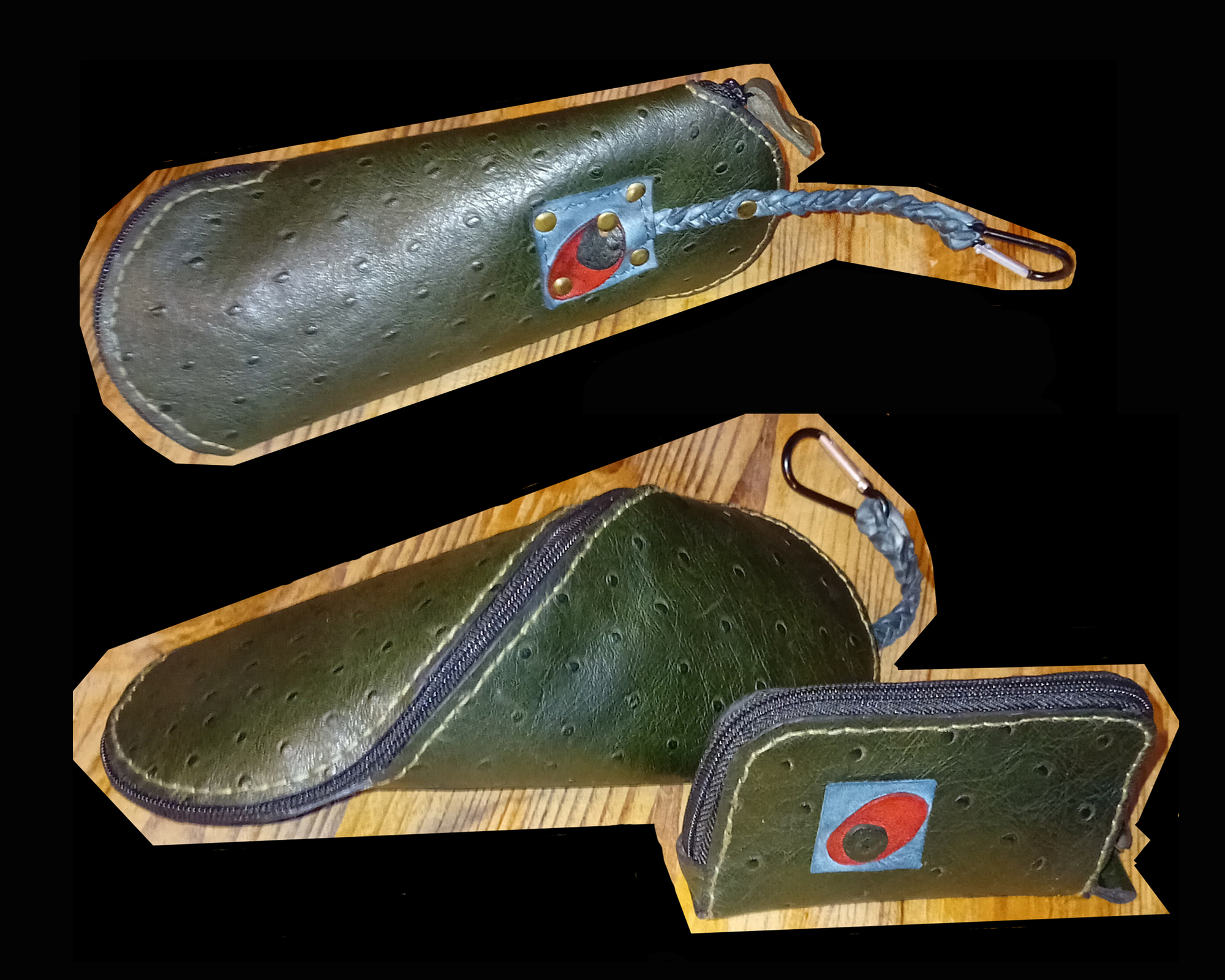 Porte carte et Pochette à lunette Cuir d'autruche