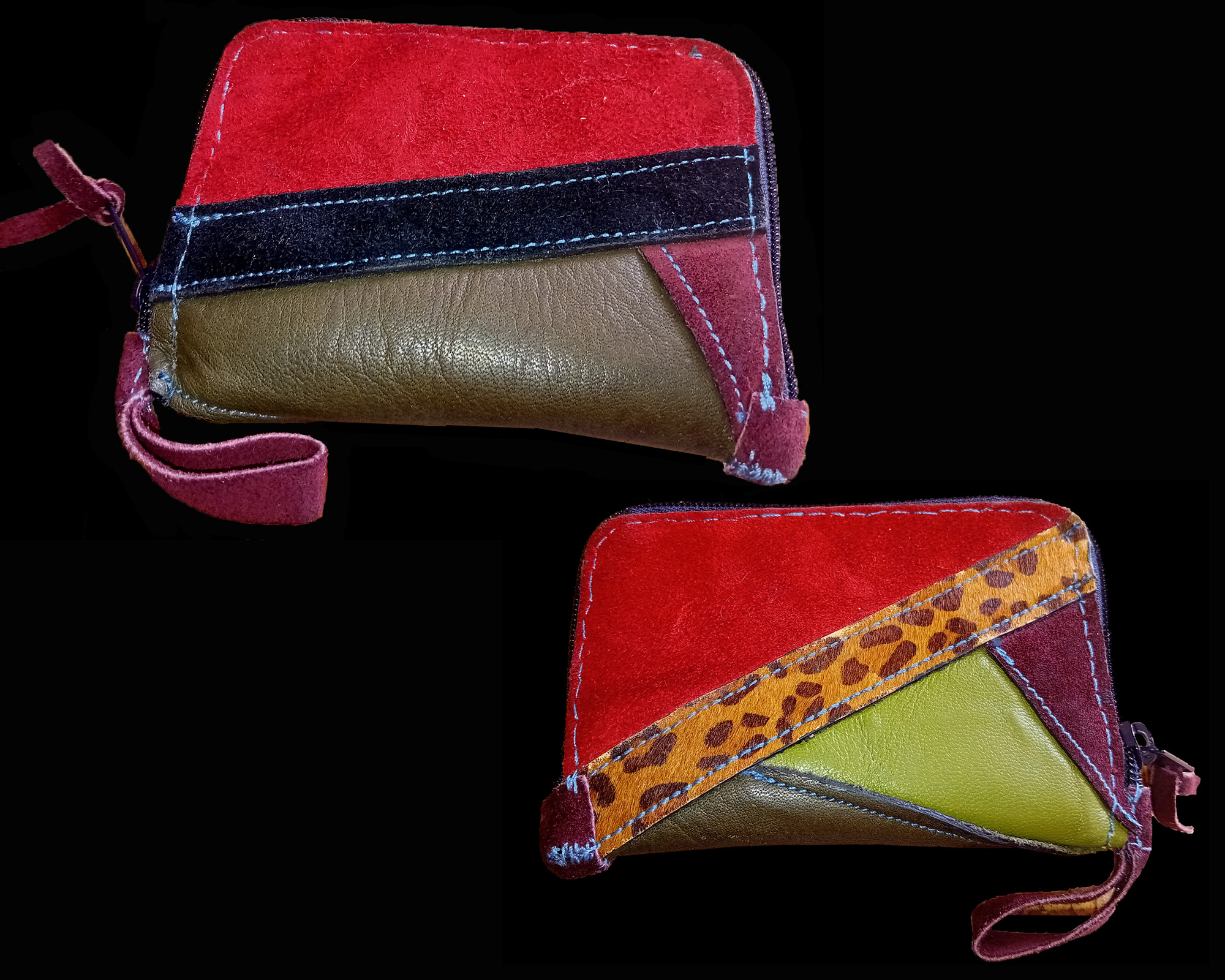 Porte carte Cuir, intérieur bâche recyclée