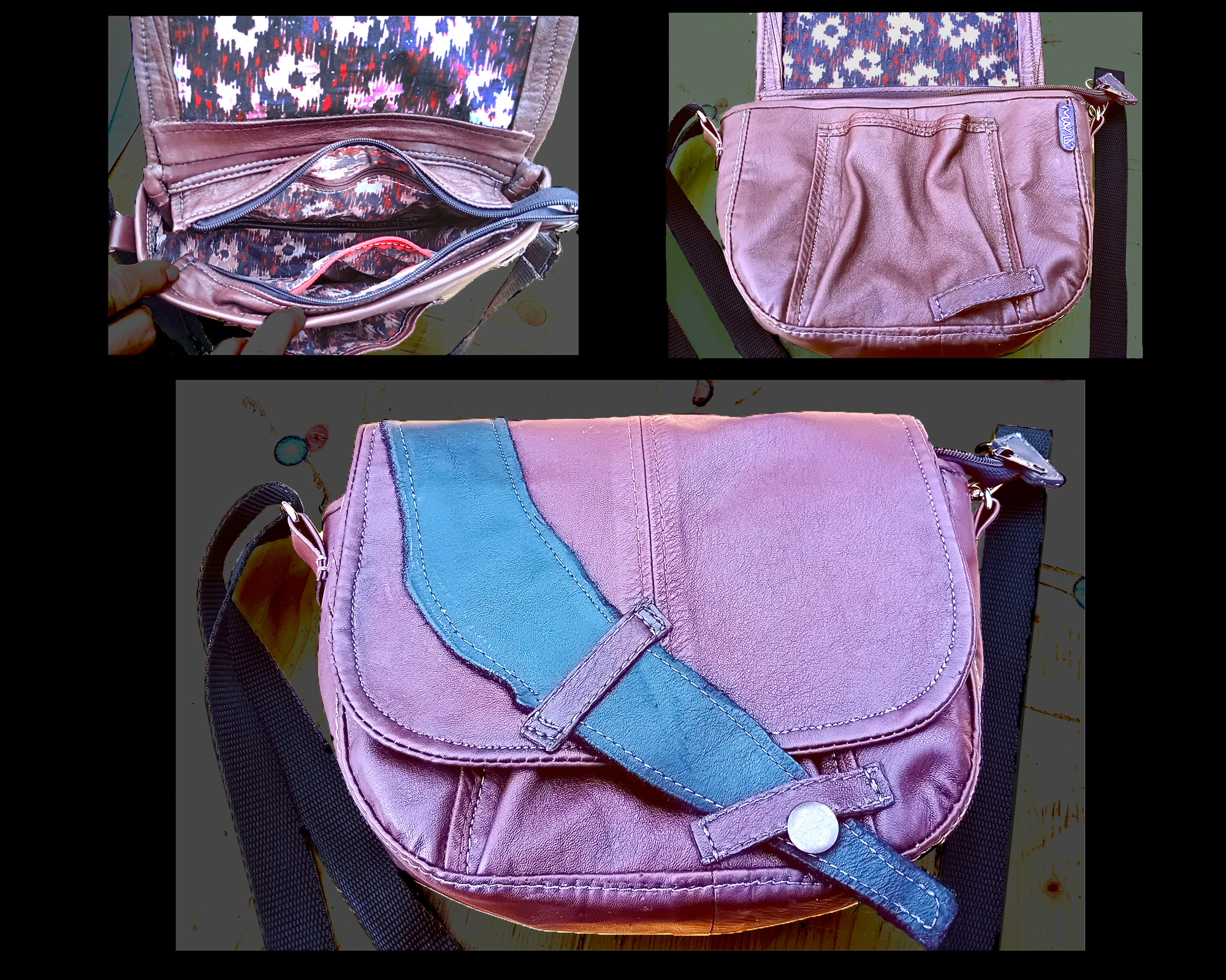 Sac à main en cuir Recyclage d'un manteau en cuir.